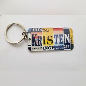 Multi-State License Plate Name Charm Keychain: KRISTEN